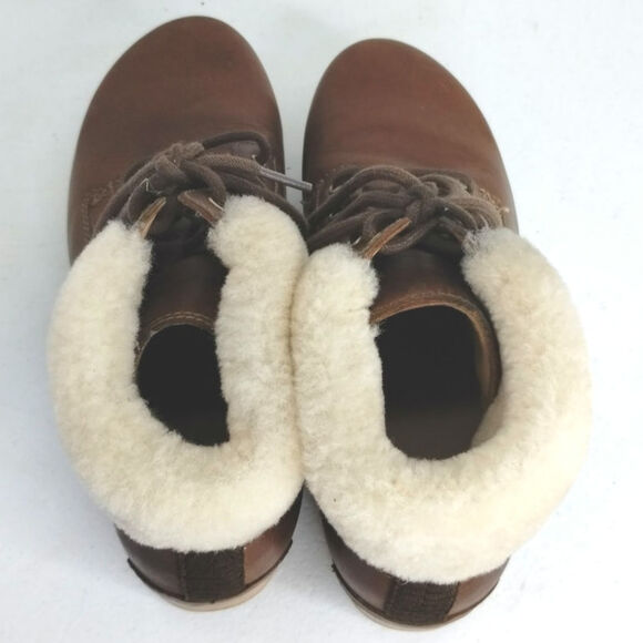 Dansko Bailee Lace Up Bootie size 38 US 7.5 8 brown leather fleece trim - Picture 5 of 9